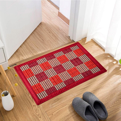 KUBER INDUSTRIES Polyester Door Mat(Maroon, Medium)