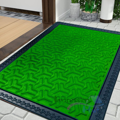 Impression Hut PP (Polypropylene) Bathroom Mat(3D Block Green, Medium)