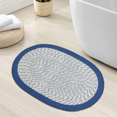 G HANDLOOM Cotton Door Mat(Blue, Grey, Medium, Pack of 2)