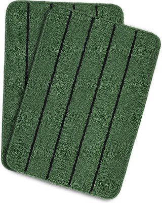 Saral Home Polyester Door Mat(Green, Medium, Pack of 2)