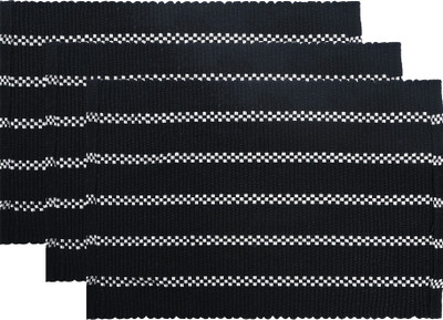 KUBER INDUSTRIES Cotton Floor Mat(Black, Pack of 3, Medium)