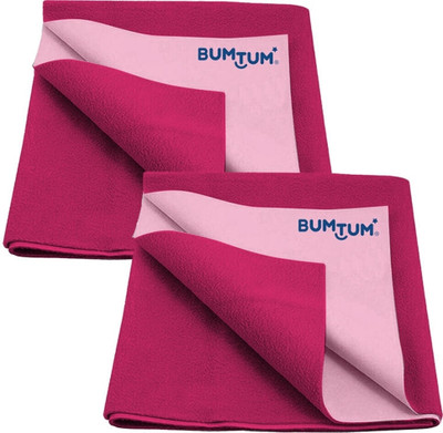 BUMTUM Cotton, Fleece Baby Bed Protecting Mat(Hot Pink, Pack of 2, Large)