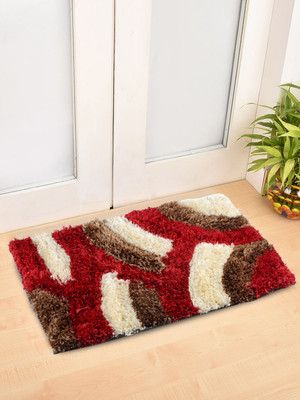 Fabinaliv Polyester Door Mat(Red, Small)