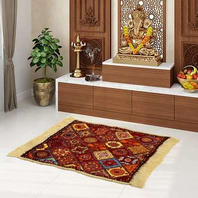 KUBER INDUSTRIES Velvet Prayer Mat(Multicolor, Large)