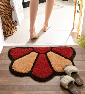 FINE TEX WORLD Microfiber Door Mat(Red, Free)
