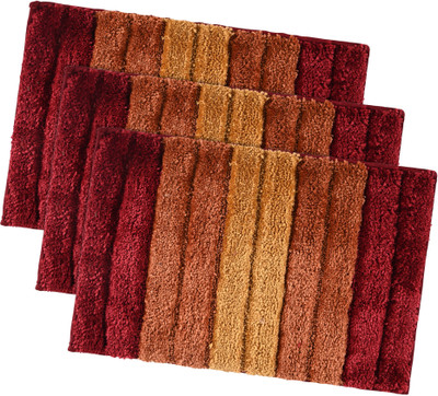 KUBER INDUSTRIES Microfiber Door Mat(Red, Brown, Large, Pack of 3)