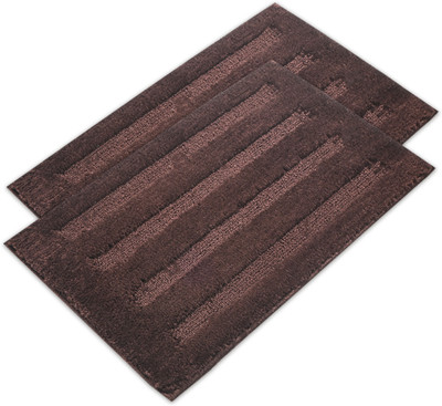 KUBER INDUSTRIES Microfiber Door Mat(Brown, Large, Pack of 2)