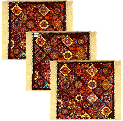 HOMESTIC by Kuber Industries Velvet Prayer Mat(Multicolor, Pack of 3, Large)