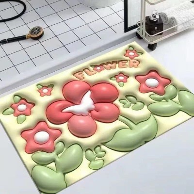 Da Novira Rubber Bathroom Mat(3 D Multicolor, Medium)