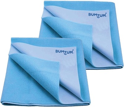 BUMTUM Cotton, Fleece Baby Bed Protecting Mat(Blue, Large, Pack of 2)