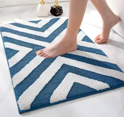 SR Handloom Polyester Door Mat(Blue, Large)
