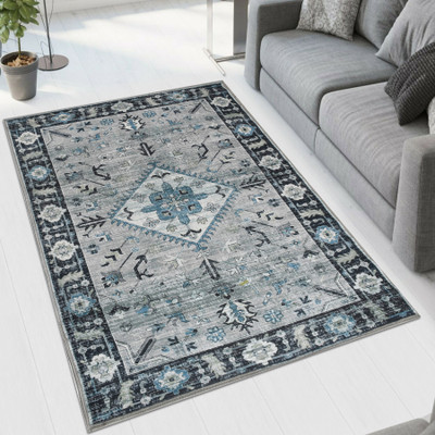 MAA HOME CONCEPT Microfiber Floor Mat(Aqua Blue, Extra Large)