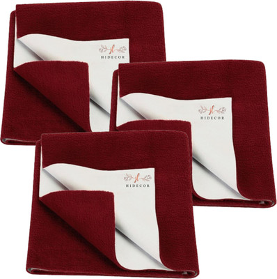 HIDECOR Cotton Baby Bed Protecting Mat(Maroon, Small, Pack of 3)
