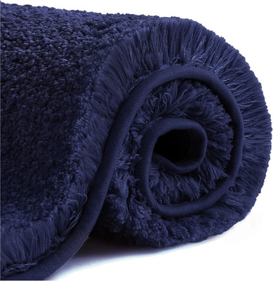 Weave Arts Microfiber Bathroom Mat(Navy Blue, Medium)