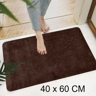 Praaj Microfiber Door Mat(Brown, Medium, Pack of 2)