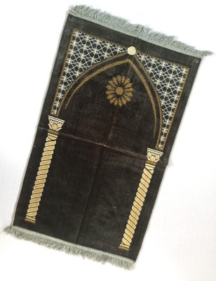 ALRAZA LOOMS Velvet Prayer Mat(Grey, Large)