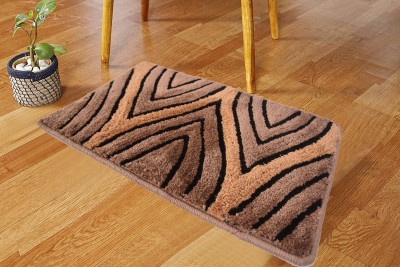 MADWAY Cotton, Microfiber Floor Mat(BROWN BLACK BORDER, Free)