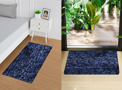 KUBER INDUSTRIES Microfiber Door Mat(Blue, Extra Large, Pack of 2)