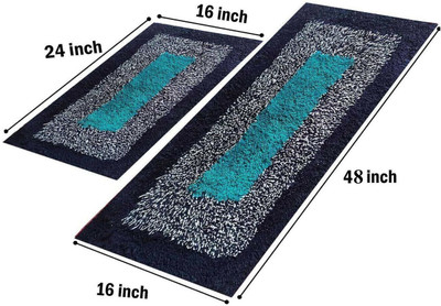 CLOUDIA Cotton Door & Floor Mat(Blue, Pack of 2, Extra Large)