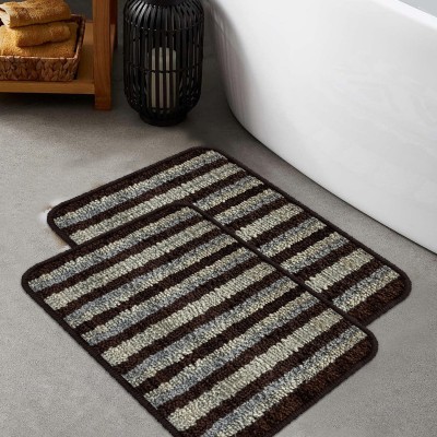 GRISHVA Microfiber, Rubber Door Mat(Brown (35X50cm), Medium, Pack of 2)