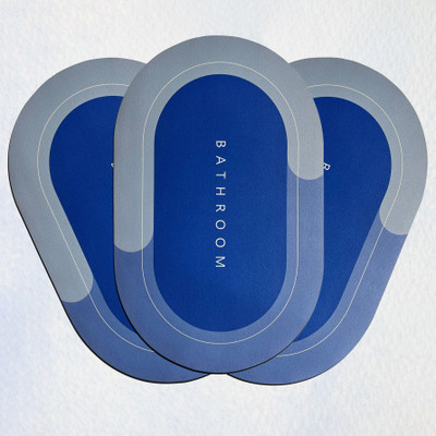 Porslin Rubber Bathroom Mat(Light Blue, Pack of 3, Medium)