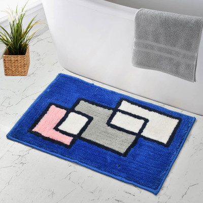 THREADWEAVE Microfiber Door Mat(Blue, Medium)