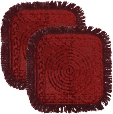 KUBER INDUSTRIES Velvet Prayer Mat(Maroon, Medium, Pack of 2)