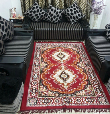 WebDealz 150 cm  X 210 cm Polyester, Jute Carpet(Rectangle, Maroon)