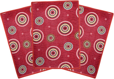 KUBER INDUSTRIES Polyester Bathroom Mat(Red, Medium, Pack of 3)