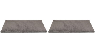 Black Gold Microfiber Door Mat(Grey, Medium, Pack of 2)