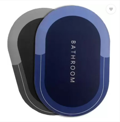 Mansoori Polyester, Rubber Bathroom Mat(Black, Blue, Pack of 2, Free)