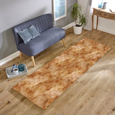 Hometail Polyester Floor Mat(Golden, White, Medium)