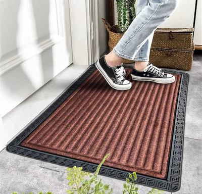TICOLO Rubber Door & Floor Mat(Rib-Brown, Medium)