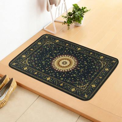 Story@home Polyester Floor Mat(Black, Yellow, Medium)