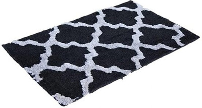 Kavya Creation Microfiber Bathroom Mat(Black, Medium)