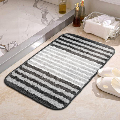 STATUS Microfiber Bathroom Mat(Grey, Medium)