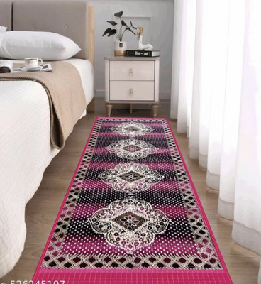 FurnishHut Cotton Floor Mat(Pink, Free)