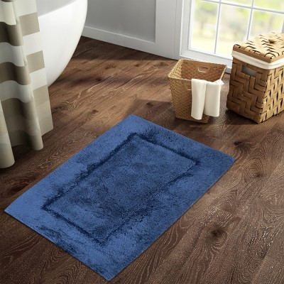 SPACES Cotton Bathroom Mat(MIDNGHT BLUE, Small)