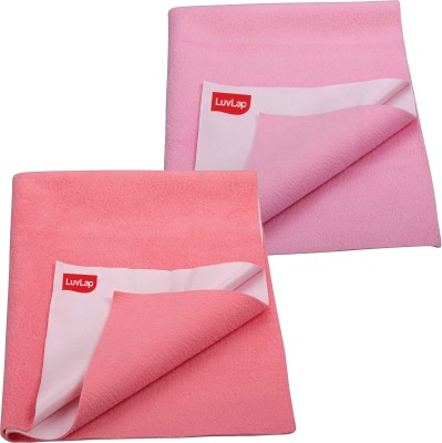 LuvLap Cotton Baby Bed Protecting Mat(Salmon Rose & Baby Pink, Medium, Pack of 2)