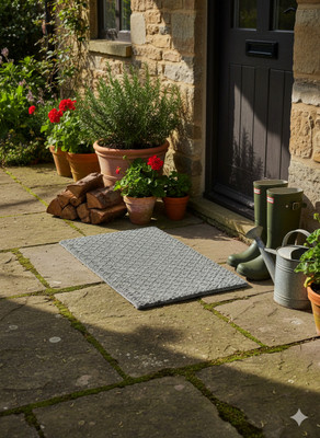 TAUFEEQ Cotton Door & Floor Mat(Grey, Free)