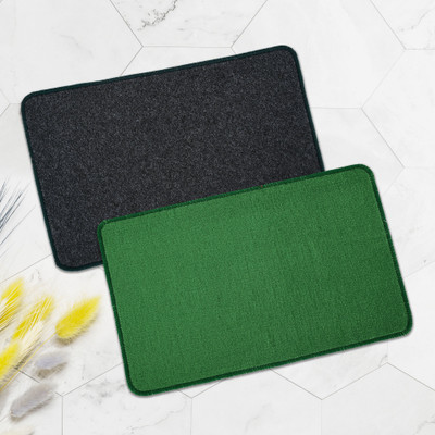 KUBER INDUSTRIES Microfiber Door Mat(Green, Grey, Medium, Pack of 2)