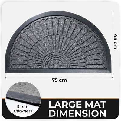 Home Flix Mart Rubber Door & Floor Mat(Grey-D Flower, Large)