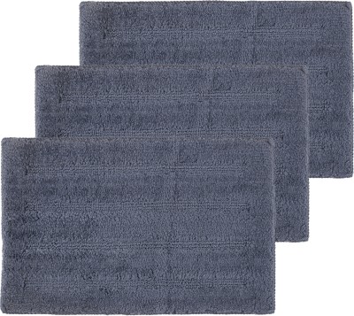 Black Gold Cotton Door Mat(Stripe Grey, Medium, Pack of 3)