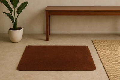 ELEGANT WEAVERS Microfiber Door & Floor Mat(Coffee brown, Medium)