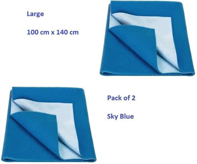SBTs Cotton Baby Bed Protecting Mat(Sky Blue, Pack of 2, Large)
