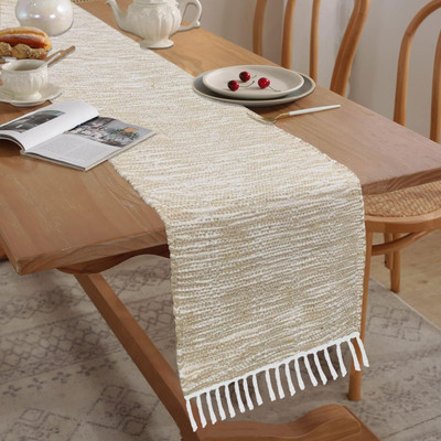 F i Brown 33 cm Reversible Table Runner(Cotton)