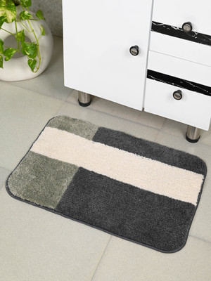 Saral Home Polyester Bathroom Mat(Grey, Medium)