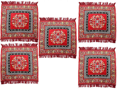 Abhsant Velvet Prayer Mat(Maroon, 2x2 Ft., Pack of 5 Pcs, Large, Pack of 5)