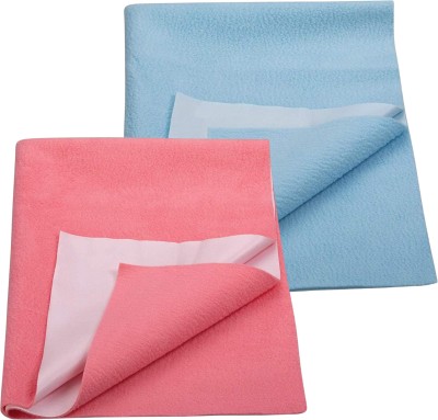 PAYMANA Fleece Baby Bed Protecting Mat(Sea Blue & Baby Pink, Medium, Pack of 2)