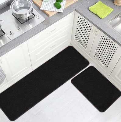 BROTEES Microfiber Door Mat(Black, Pack of 2, Medium)